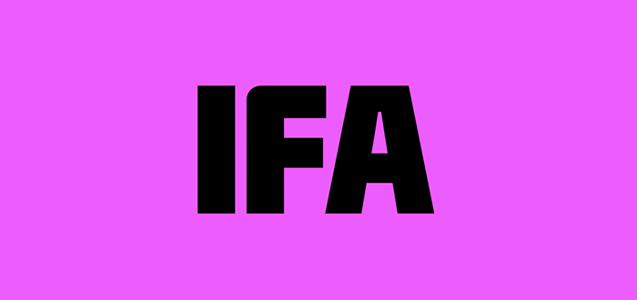 Schriftzug auf einem pinken Hintergrund mit schwarzer Schrift IFA